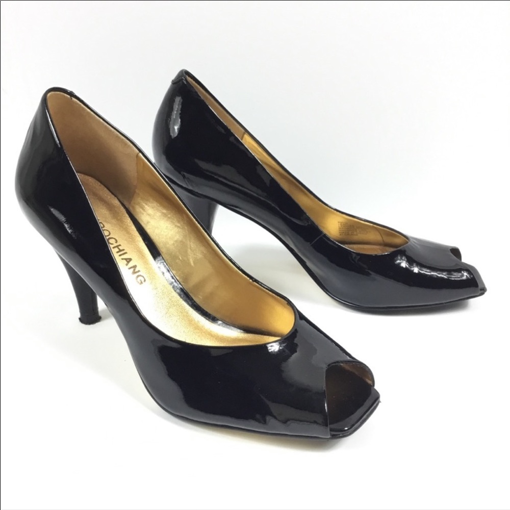 Arturo Chiang Black Leather Peep Toe Heel 6 M /36